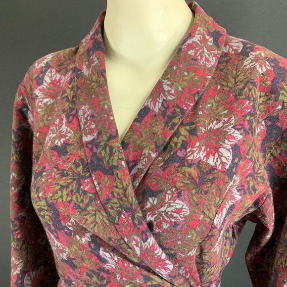 ❗️SOLD❗️80s Laura Ashley Leaf Print Long Sleeve Dress - Picture 3 of 14